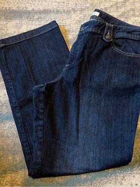 Christopher & Banks Size 14P Women's Straight Leg Jeans - Dark Blue Denim